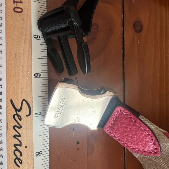 Coach Pink and Beige Belt/Crossbody Bag Adjustable Belt Gold - Picture 9 of 11